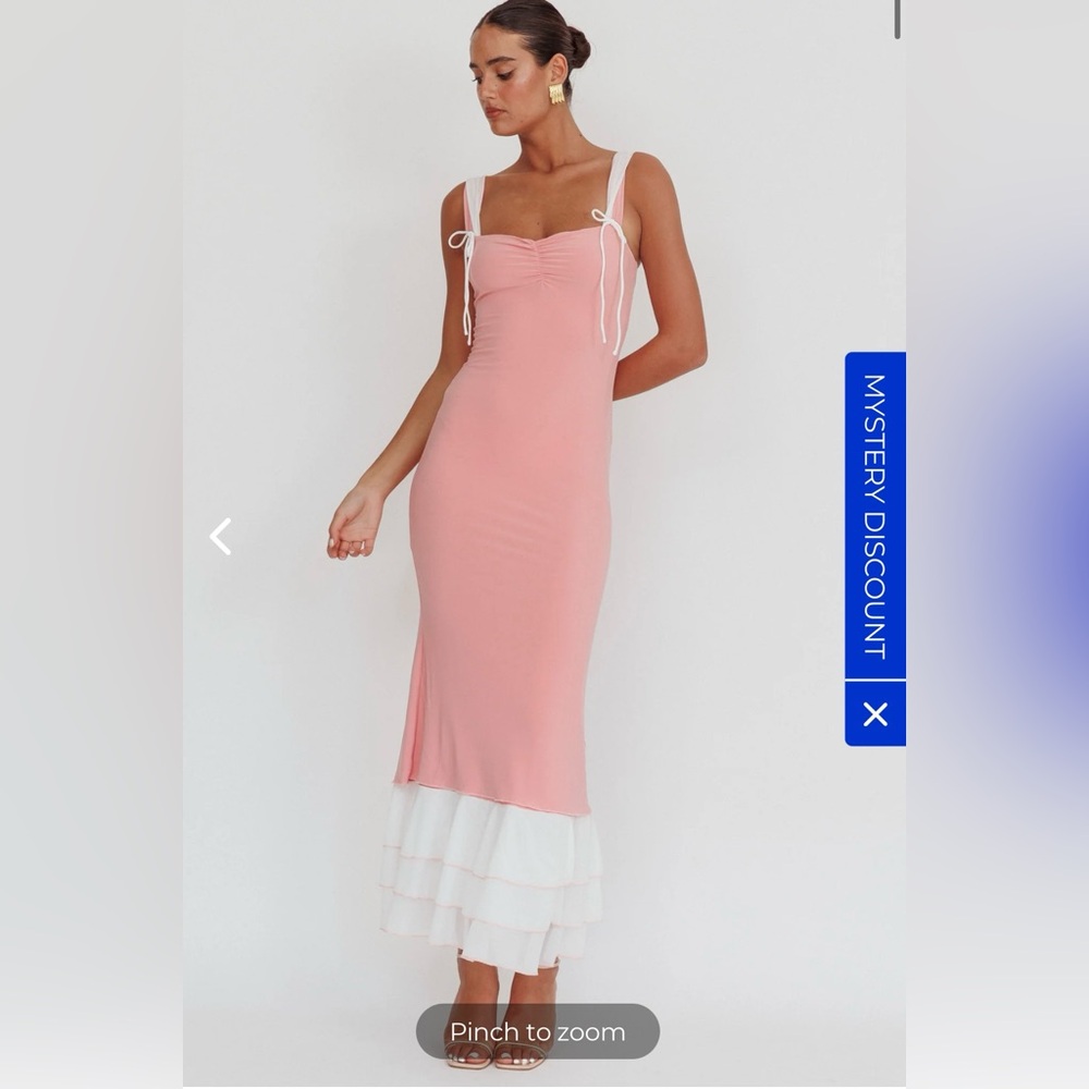 Daydreamers Ruffle Maxi Dress Pink | Size Small